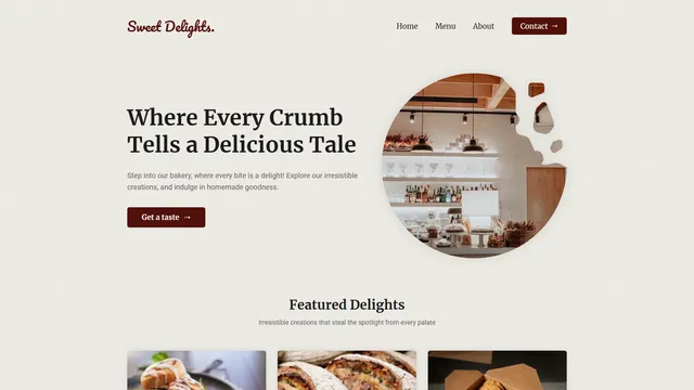 Visually delightful bakery website.