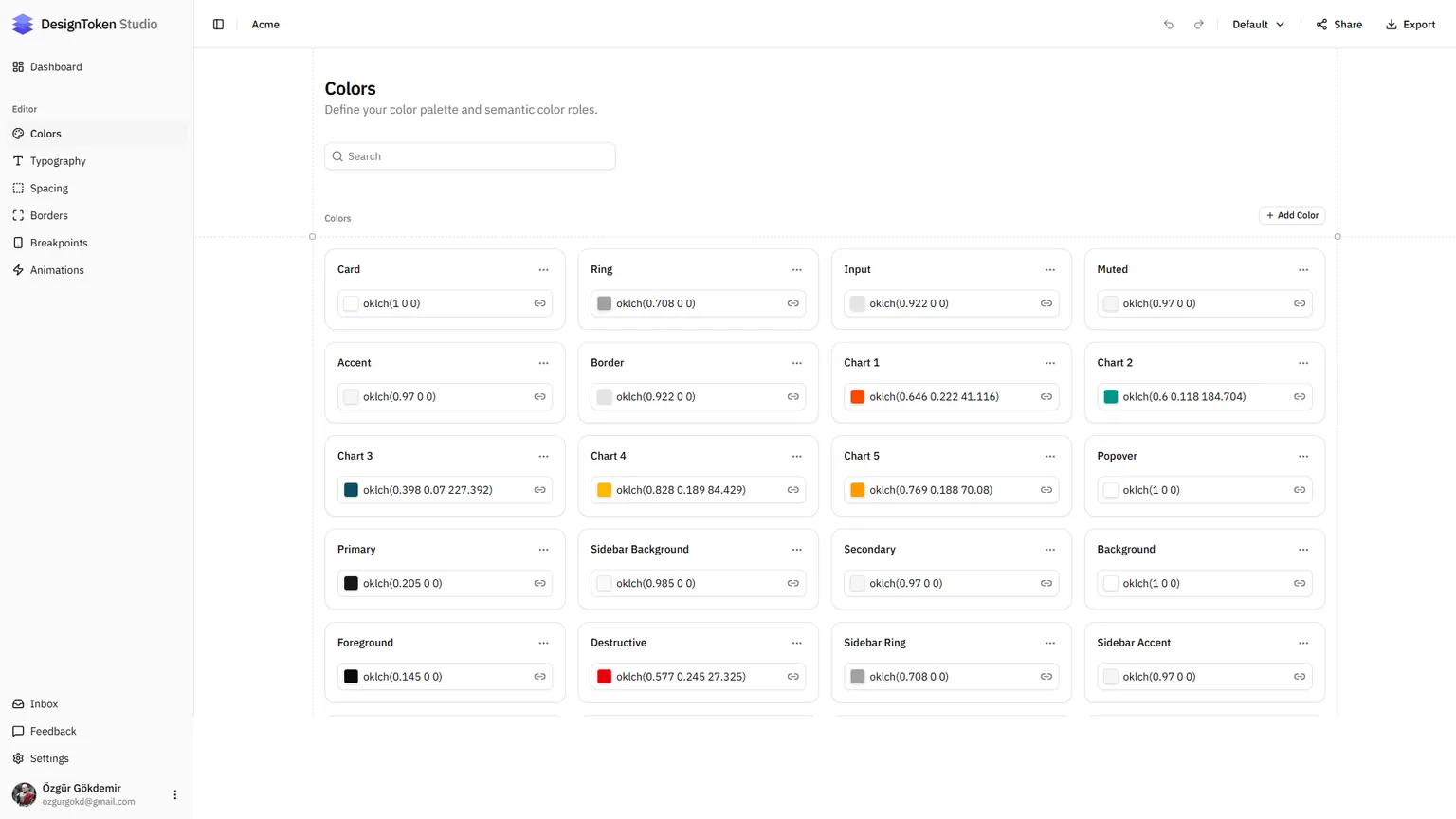 DesignToken Studio project preview